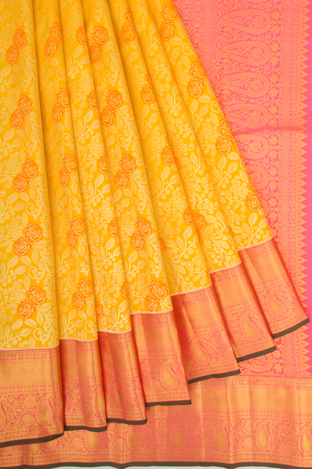 Taranga Kanchi Silk Brocade Yellow Saree