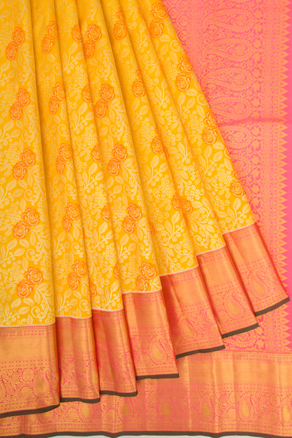 Taranga Kanchi Silk Brocade Yellow Saree