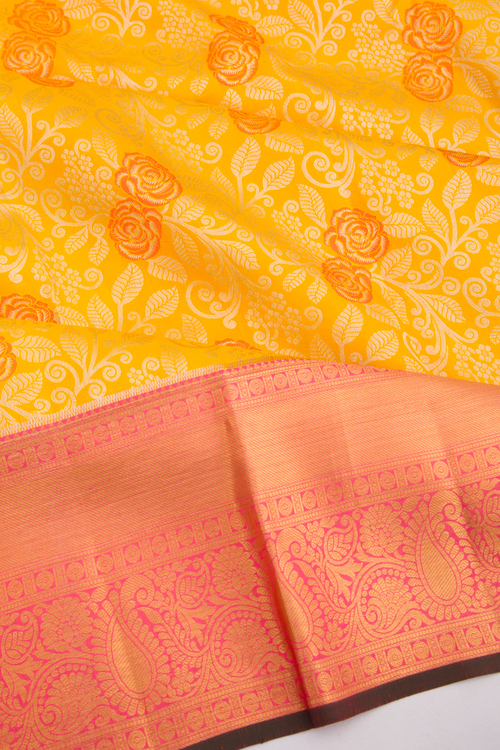Taranga Kanchi Silk Brocade Yellow Saree
