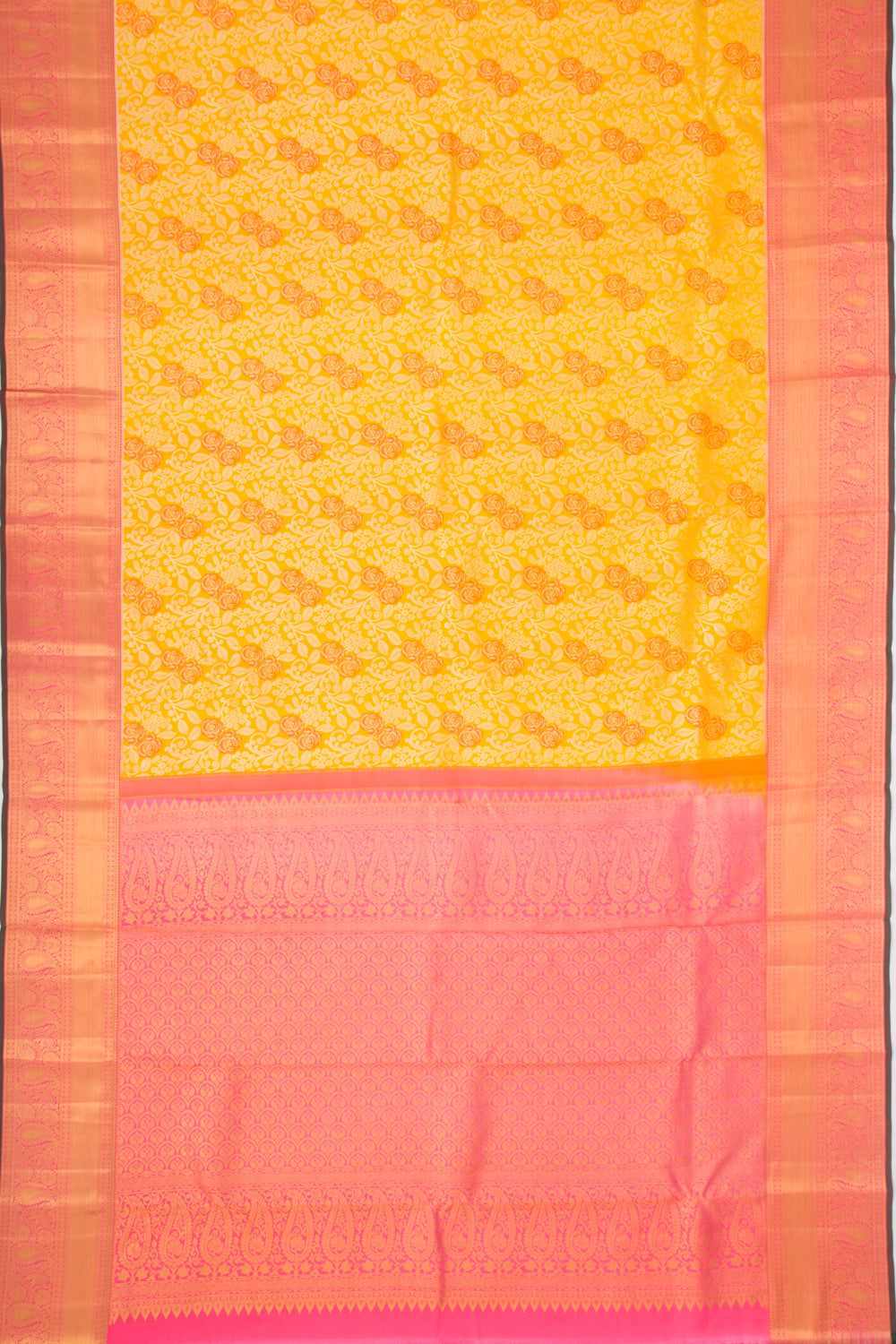 Taranga Kanchi Silk Brocade Yellow Saree