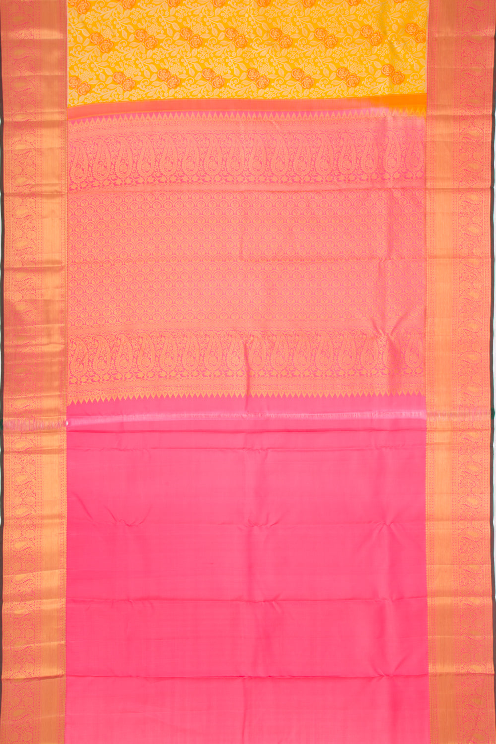 Taranga Kanchi Silk Brocade Yellow Saree
