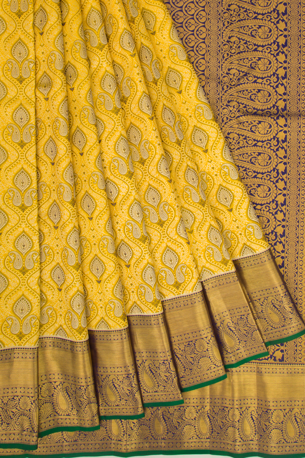 Taranga Kanchi Silk Brocade Yellow Saree