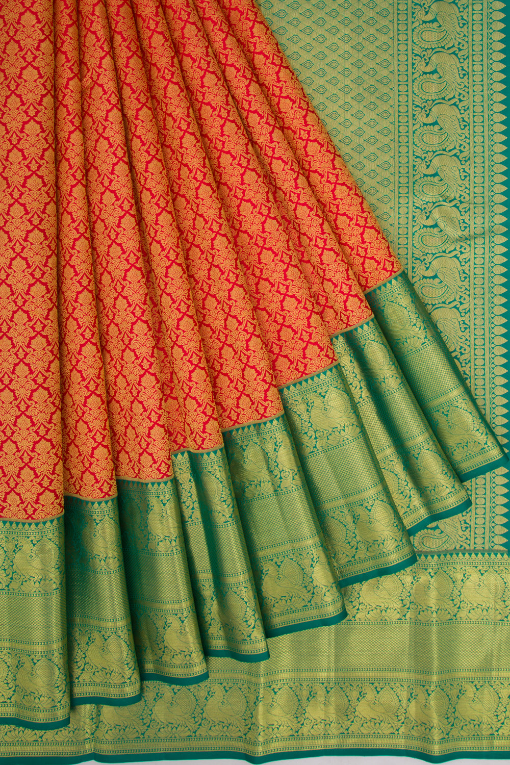 Taranga Kanchi Silk Brocade Red Saree