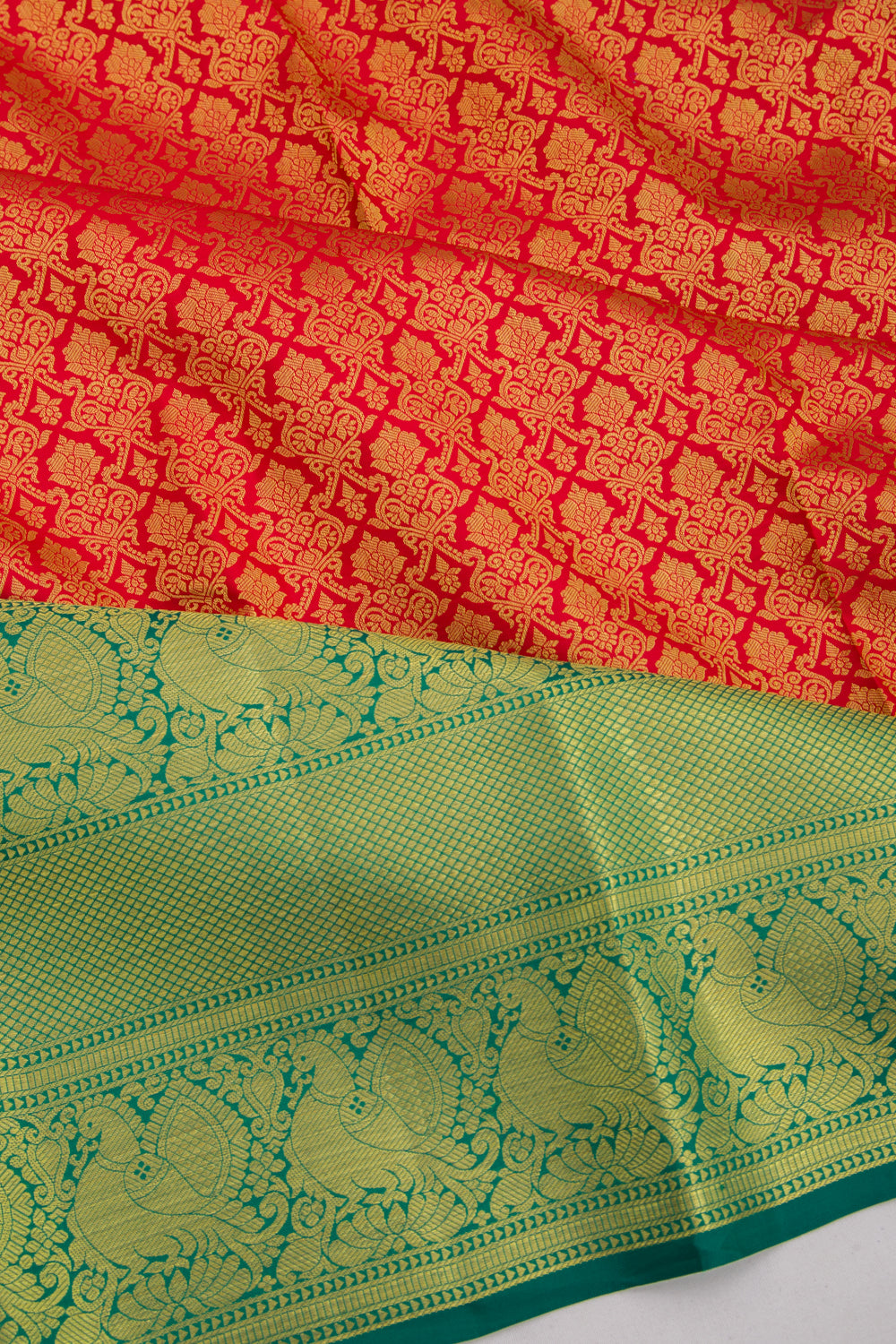 Taranga Kanchi Silk Brocade Red Saree