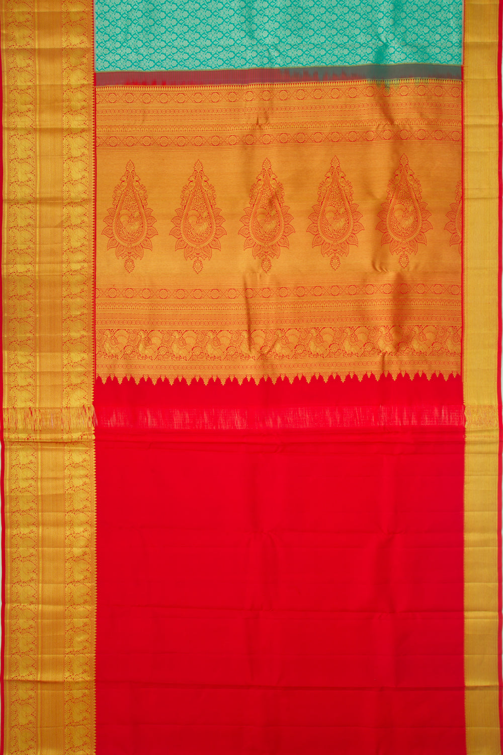 Taranga Kanchi Silk Brocade Sea Green Saree