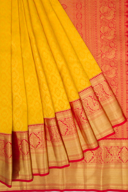 Taranga Kanchi Silk Brocade Yellow Saree