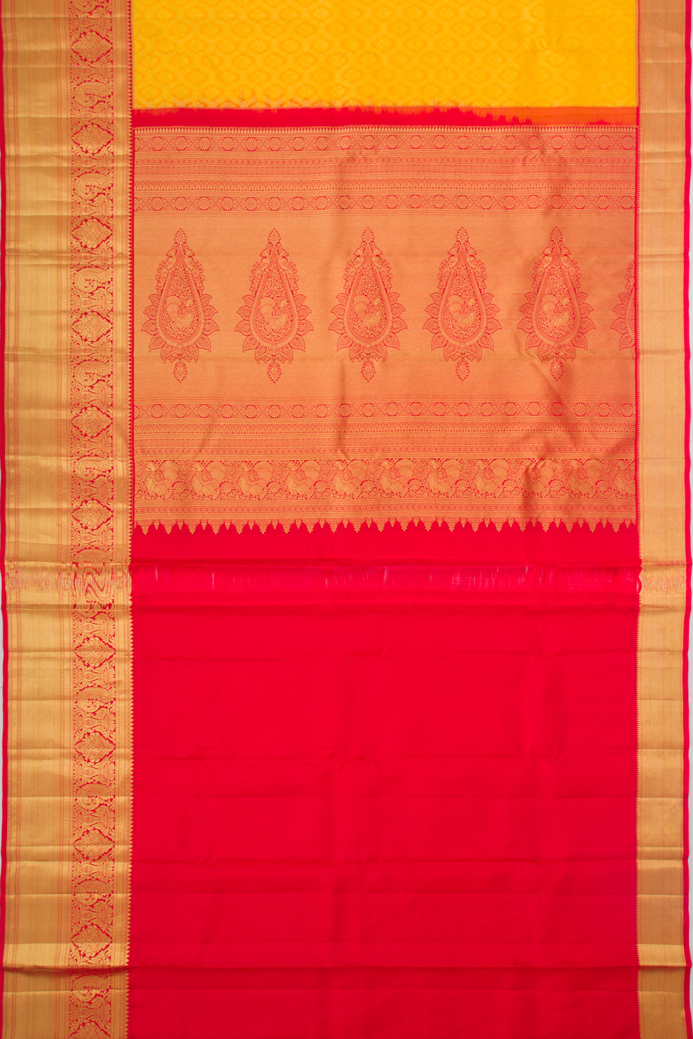 Taranga Kanchi Silk Brocade Yellow Saree