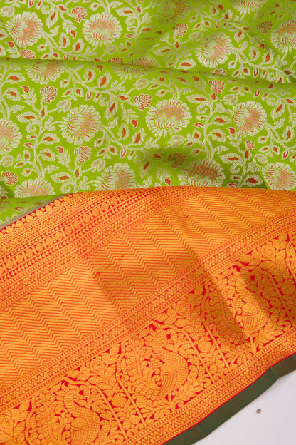 Taranga Kanchi Silk Jaal Green Saree