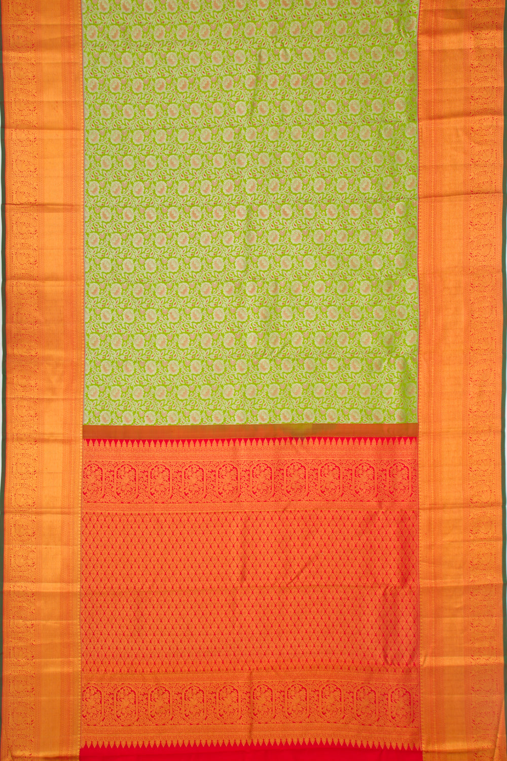 Taranga Kanchi Silk Jaal Green Saree
