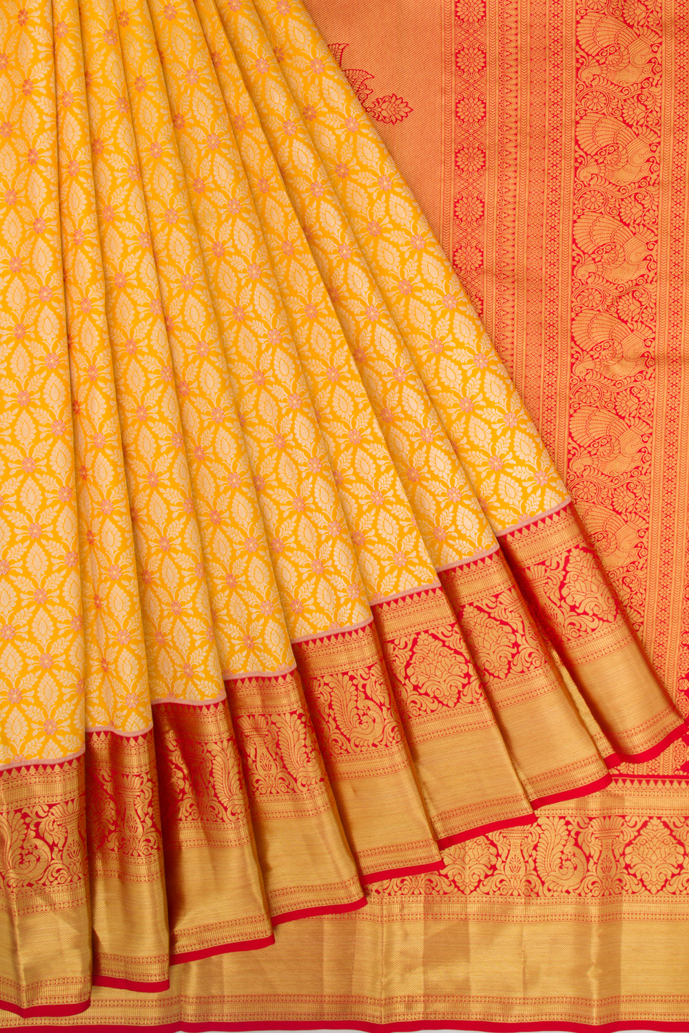 Taranga Kanchi Silk Brocade Yellow Saree