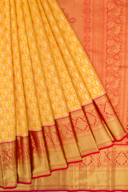 Taranga Kanchi Silk Brocade Yellow Saree