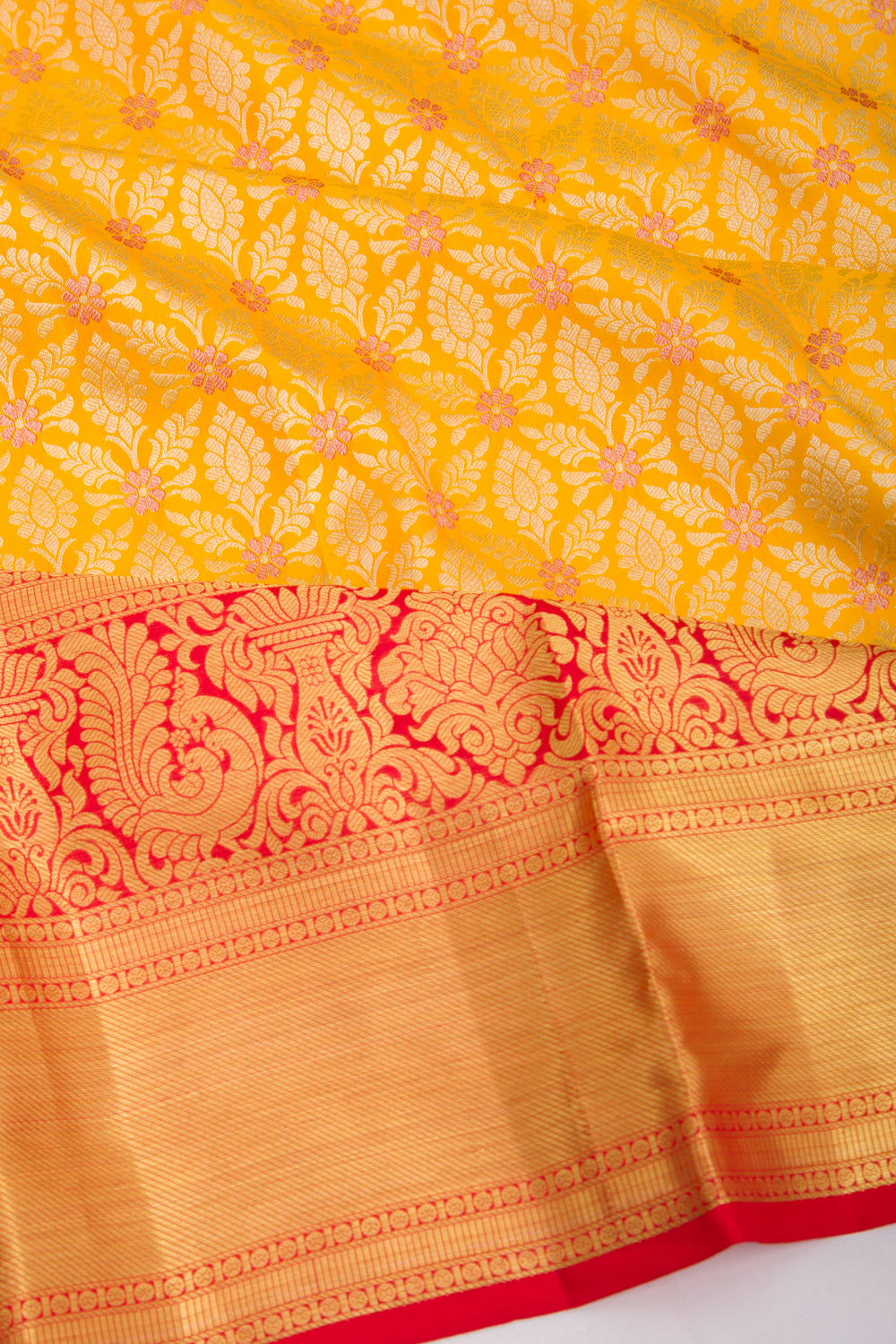 Taranga Kanchi Silk Brocade Yellow Saree