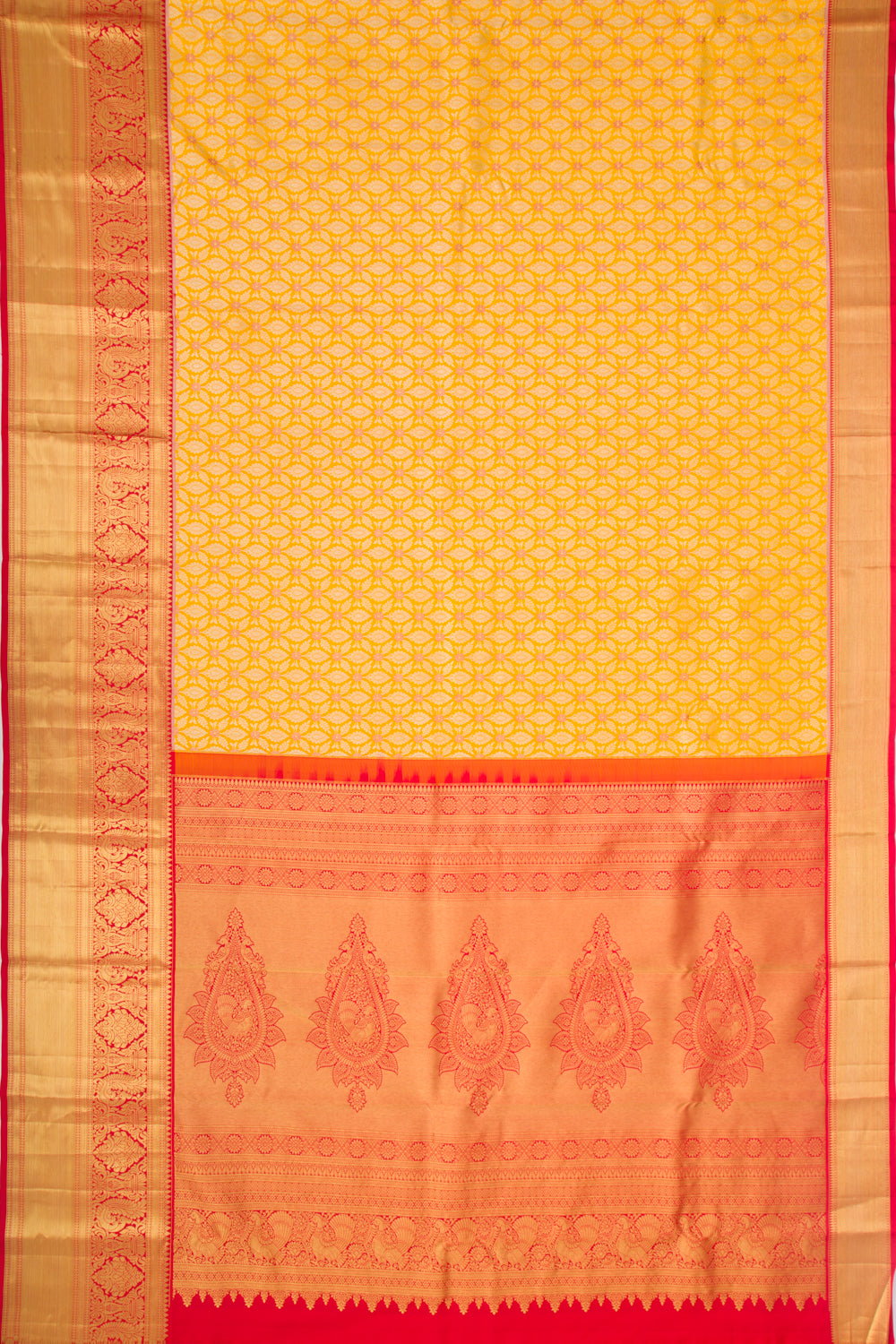 Taranga Kanchi Silk Brocade Yellow Saree