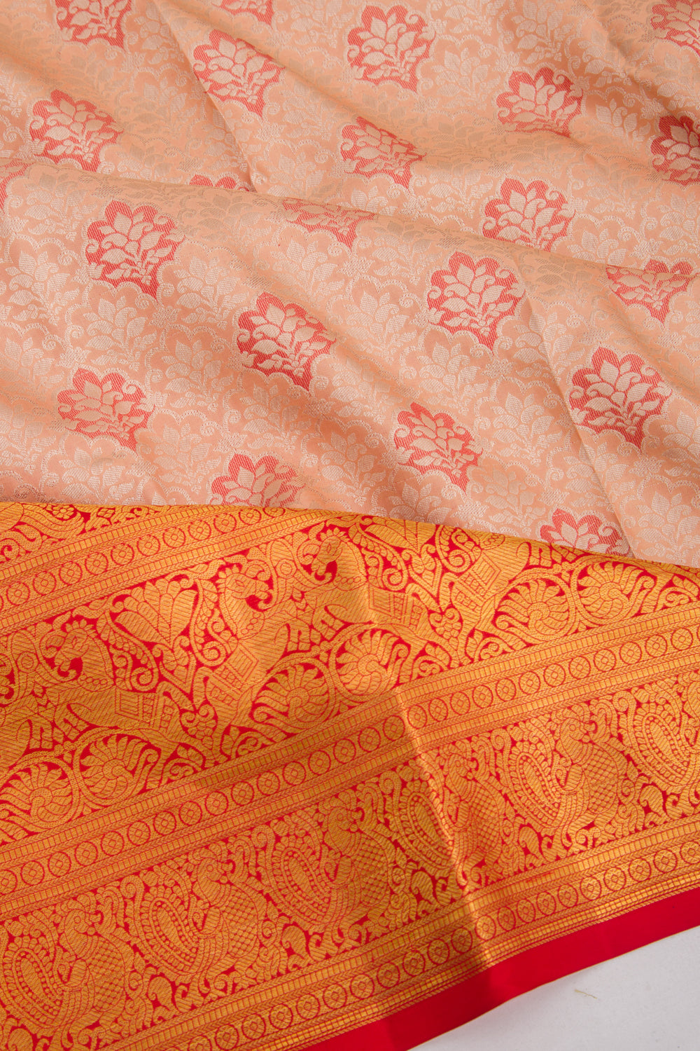 Taranga Kanchi Silk Brocade Peach Saree