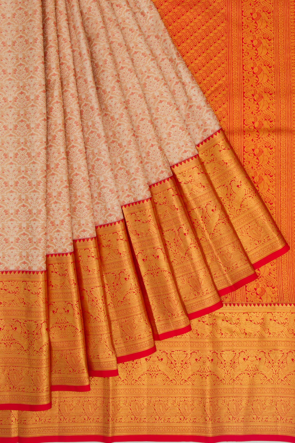 Taranga Kanchi Silk Brocade Cream Saree