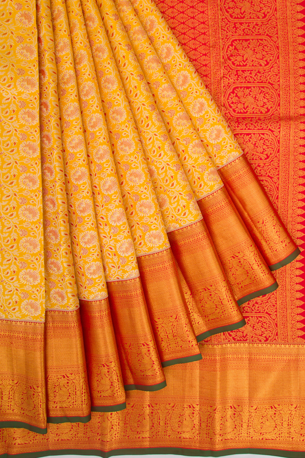 Taranga Kanchi Silk Jaal Yellow Saree