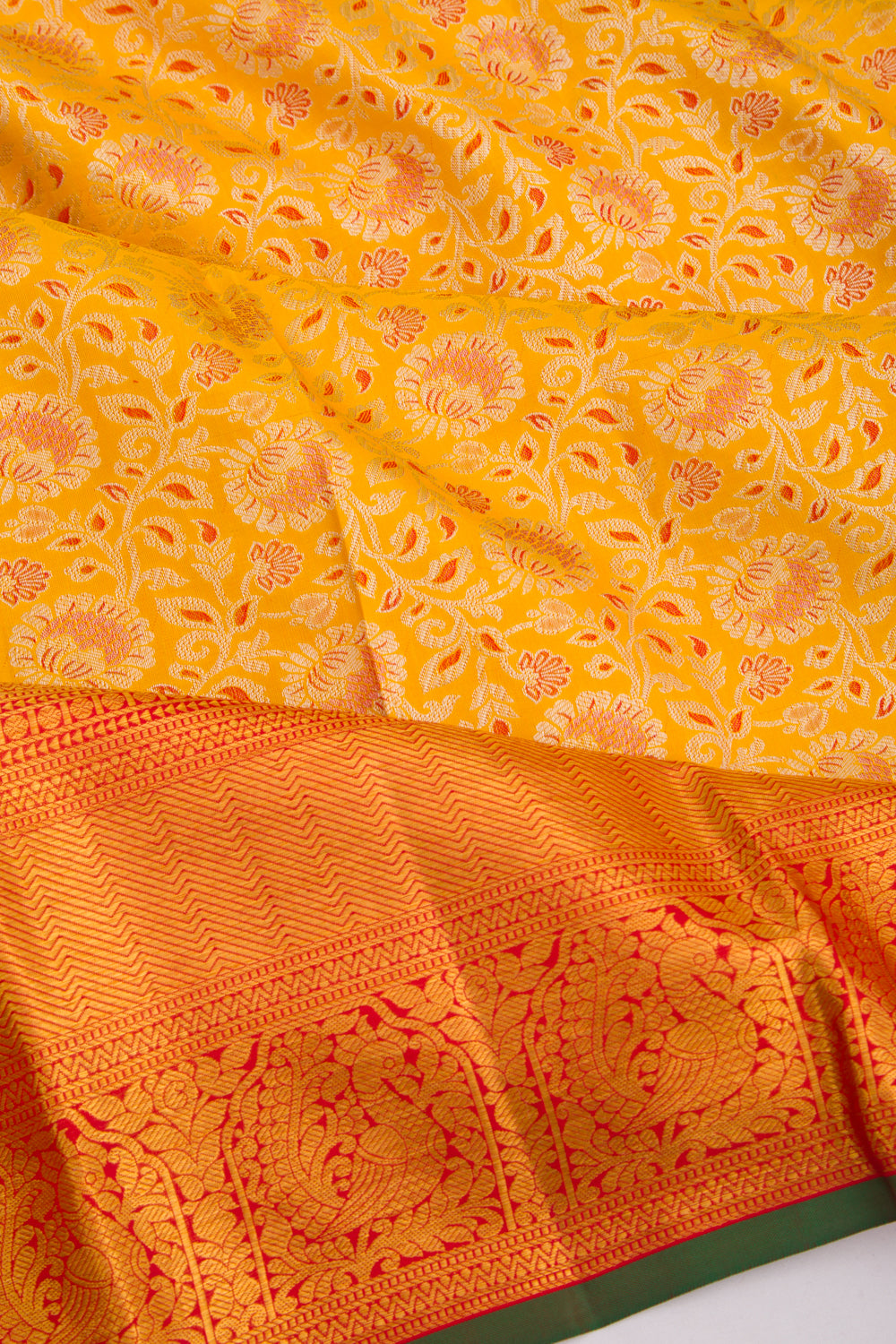 Taranga Kanchi Silk Jaal Yellow Saree