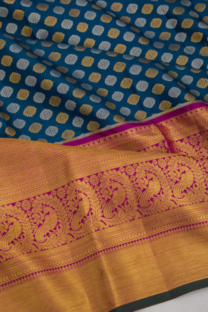 Taranga Kanchi Silk Butta Teal Blue Saree