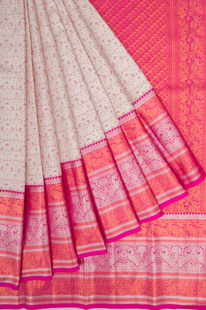 Taranga Kanchi Silk Brocade White Saree
