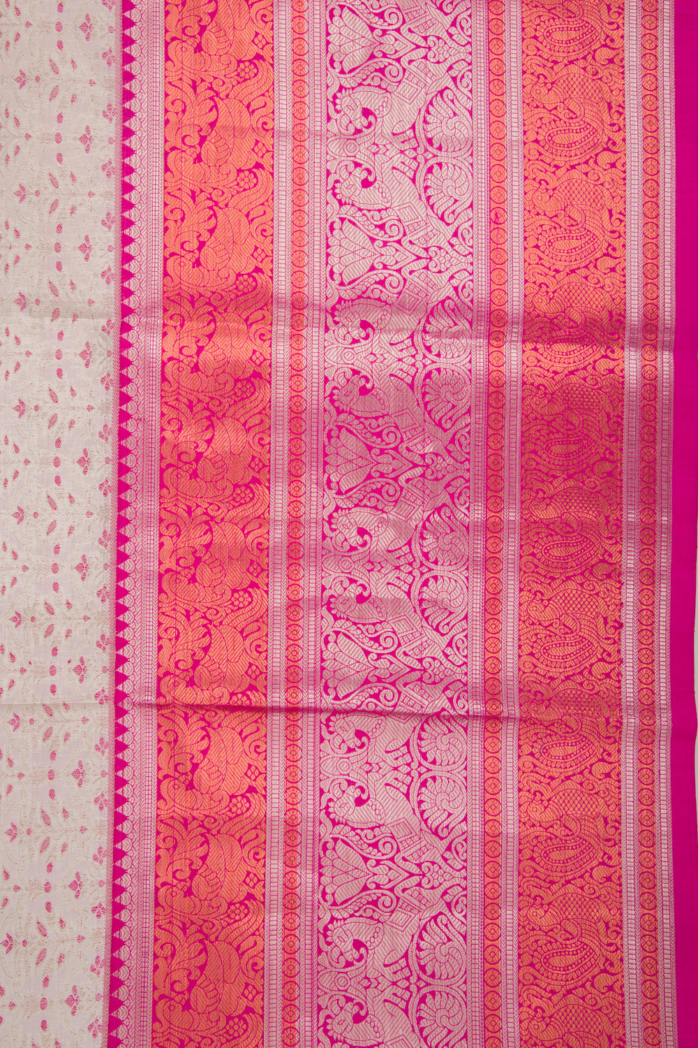 Taranga Kanchi Silk Brocade White Saree
