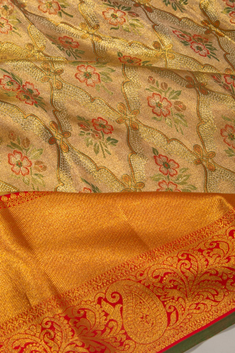 Taranga Kanchi Silk Tissue Brocade Gold Saree