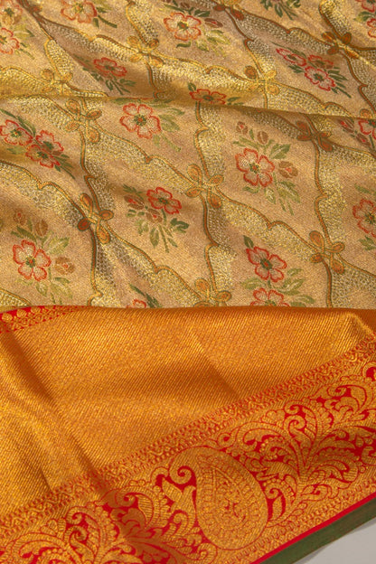Taranga Kanchi Silk Tissue Brocade Gold Saree