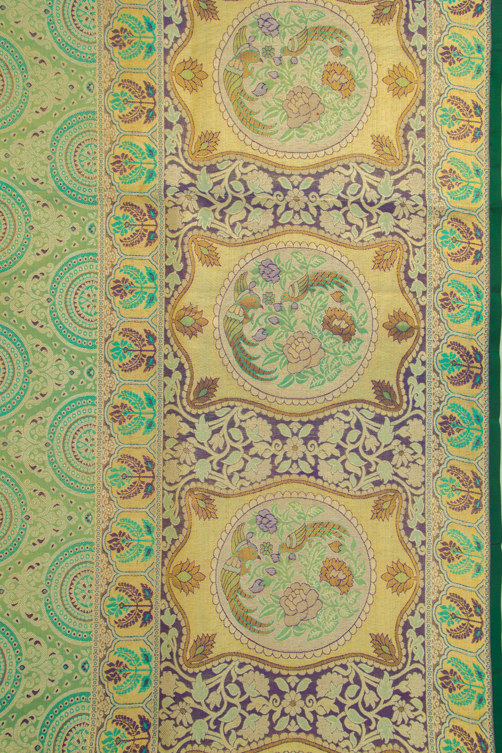 Taranga Kanchi Silk Tissue Brocade Green Saree