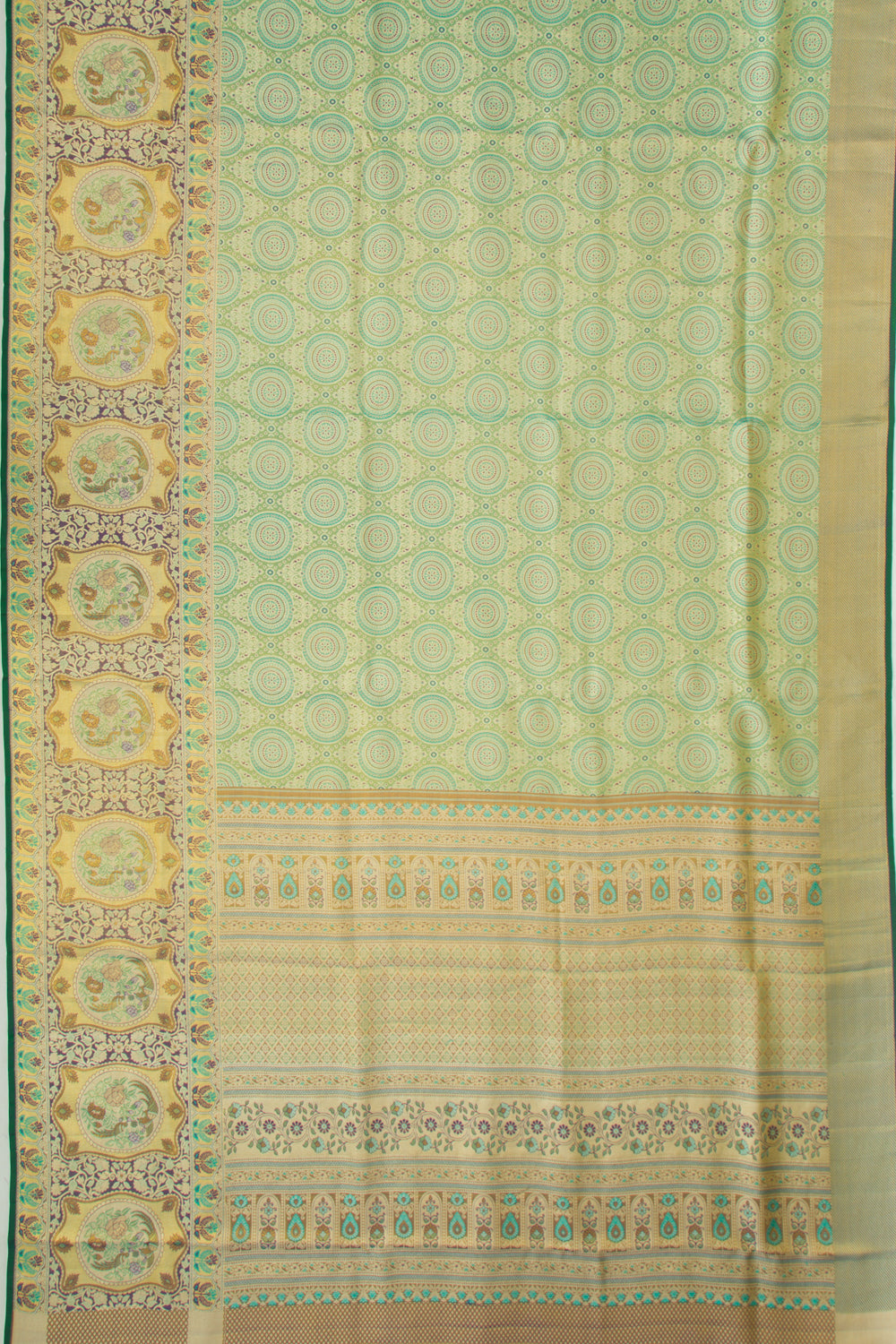 Taranga Kanchi Silk Tissue Brocade Green Saree