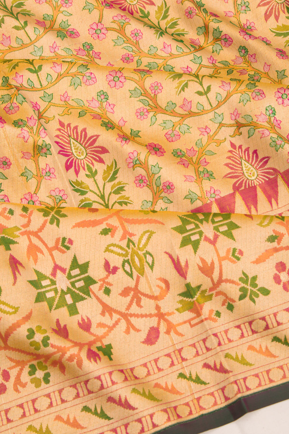 Taranga Kanchi Silk Tissue Jaal Gold Saree