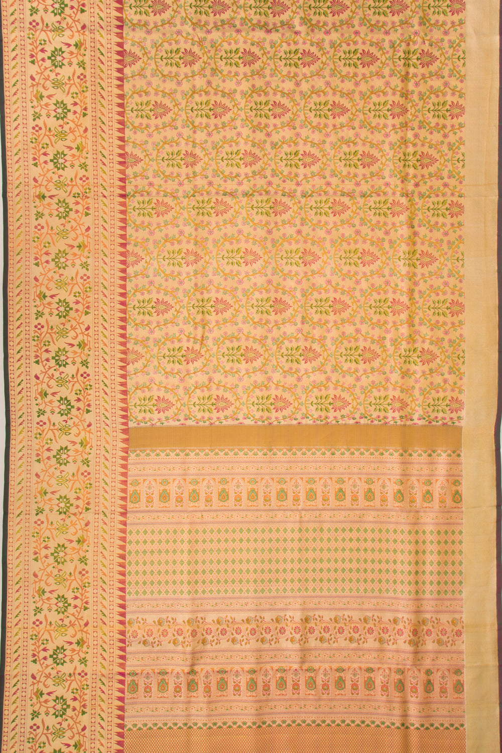 Taranga Kanchi Silk Tissue Jaal Gold Saree