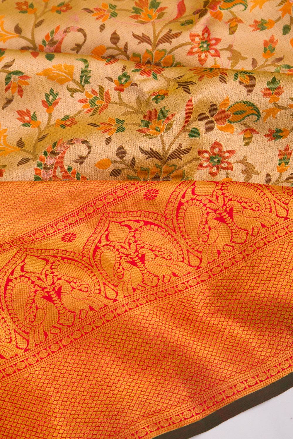 Taranga Kanchi Silk Tissue Brocade Gold Saree
