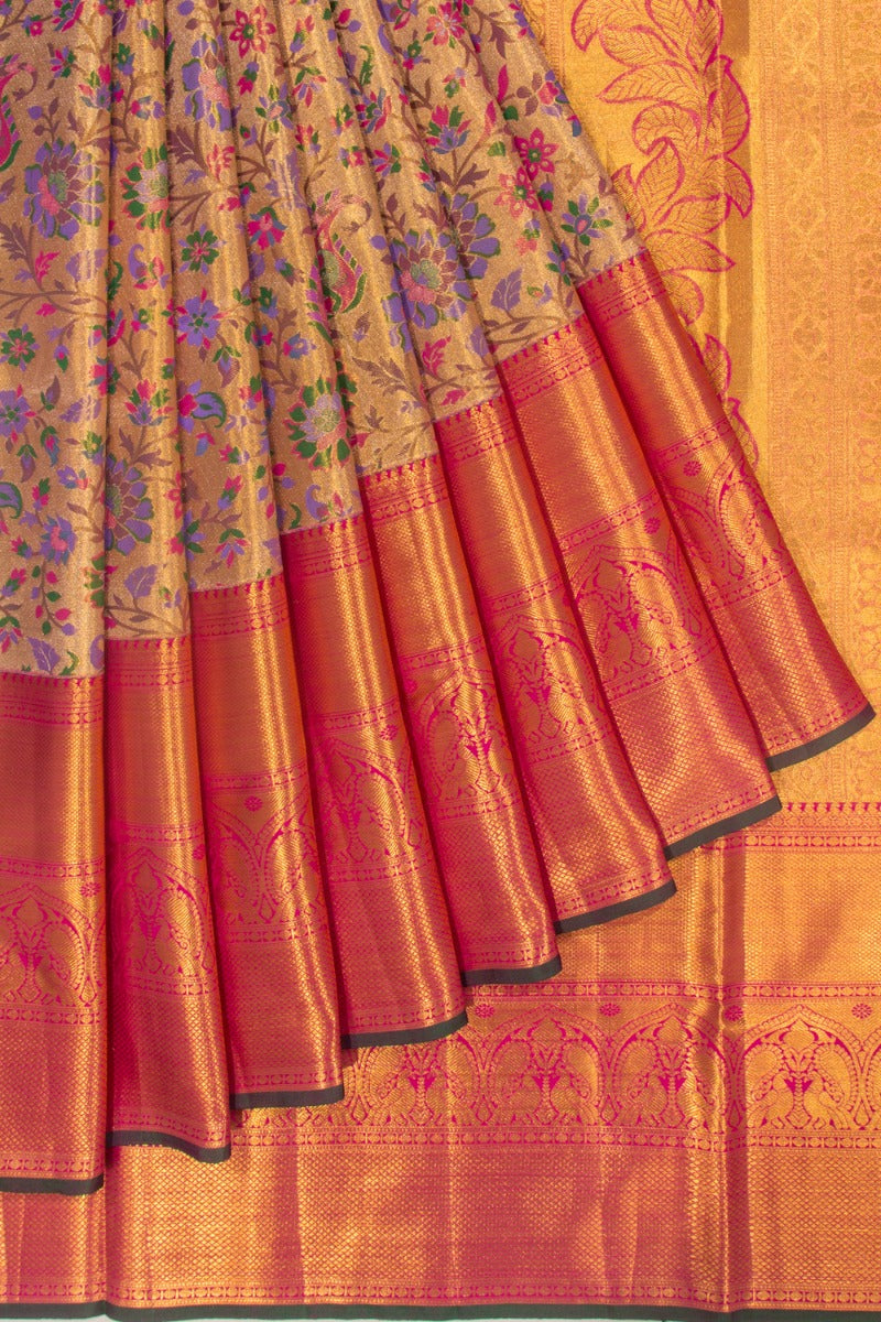 Taranga Kanchi Silk Tissue Jaal Gold Saree