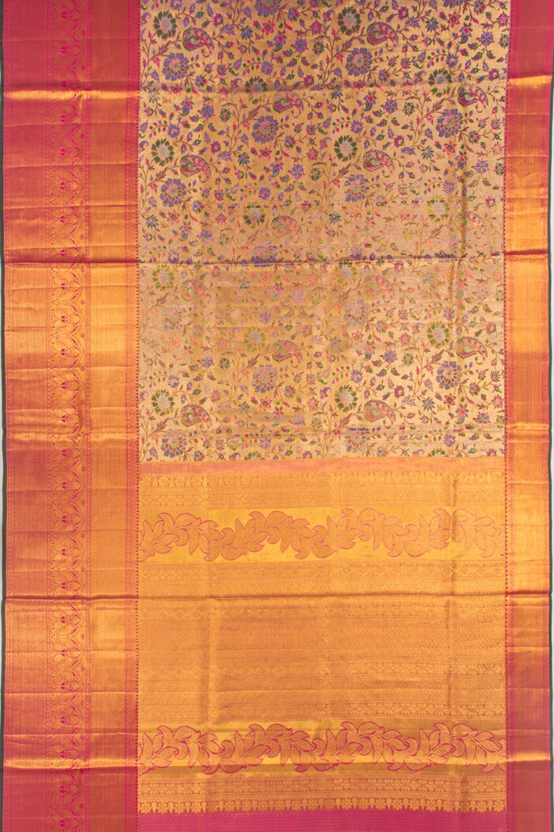 Taranga Kanchi Silk Tissue Jaal Gold Saree