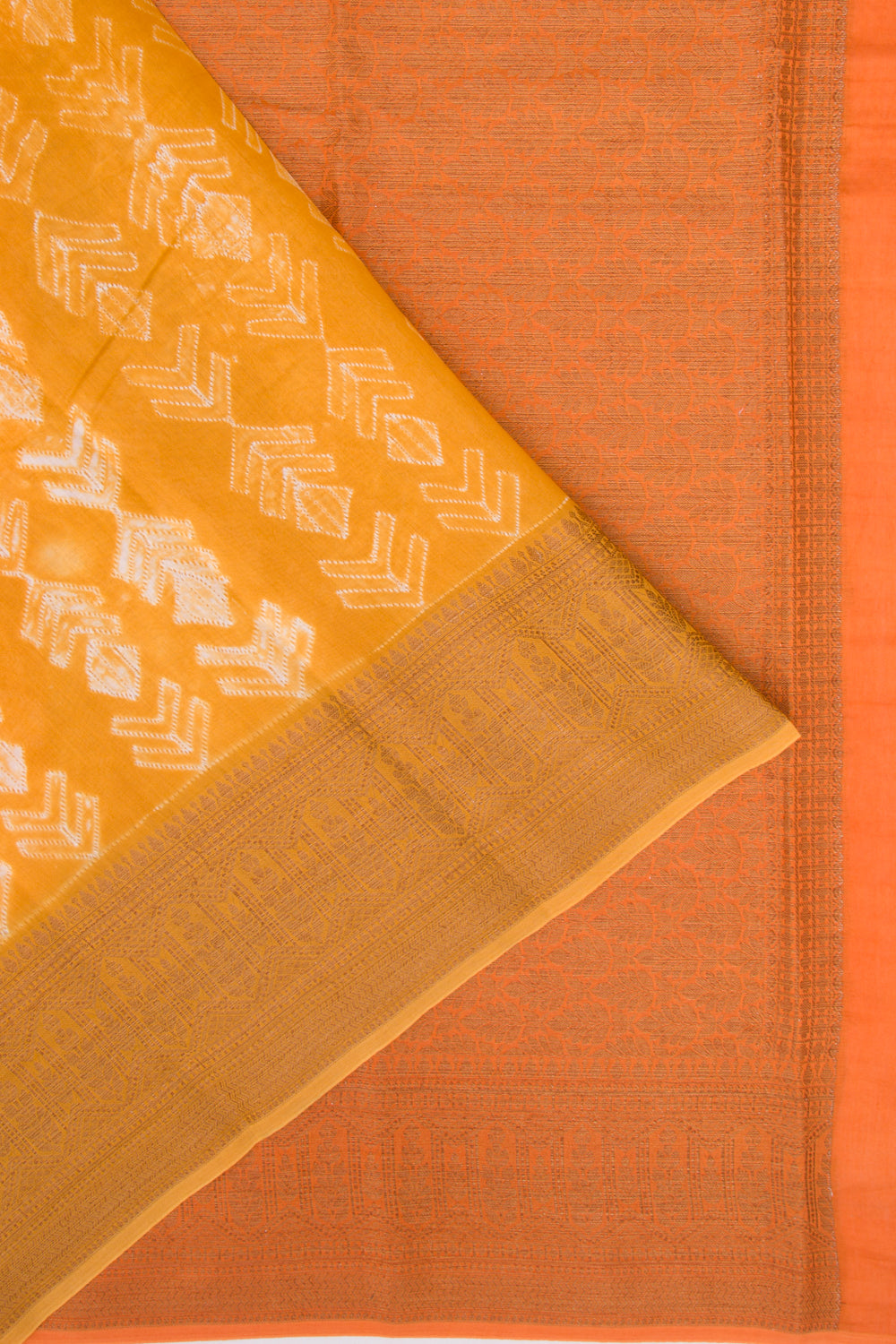 Soft Tussar Shibori Printed Yellow Saree