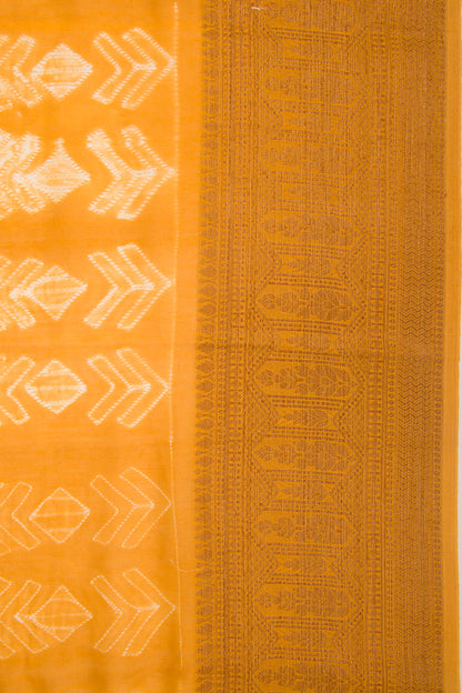 Soft Tussar Shibori Printed Yellow Saree