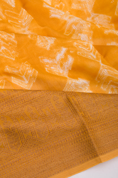 Soft Tussar Shibori Printed Yellow Saree