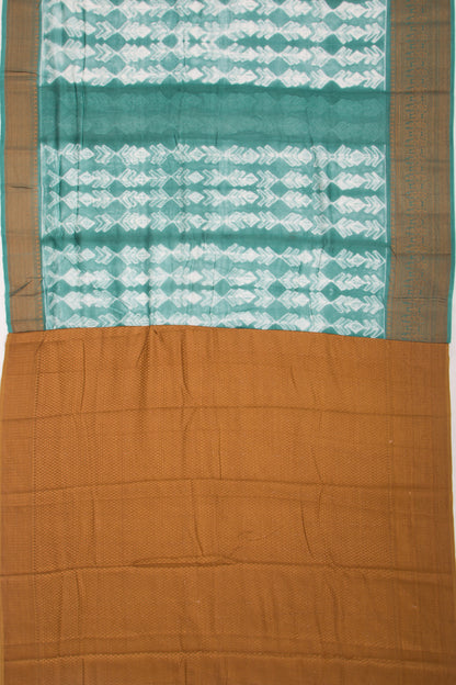 Soft Tussar Shibori Printed Sea Green Saree
