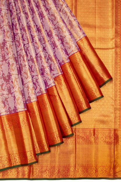 Kanchipuram Silk Tissue Brocade Lavender Saree