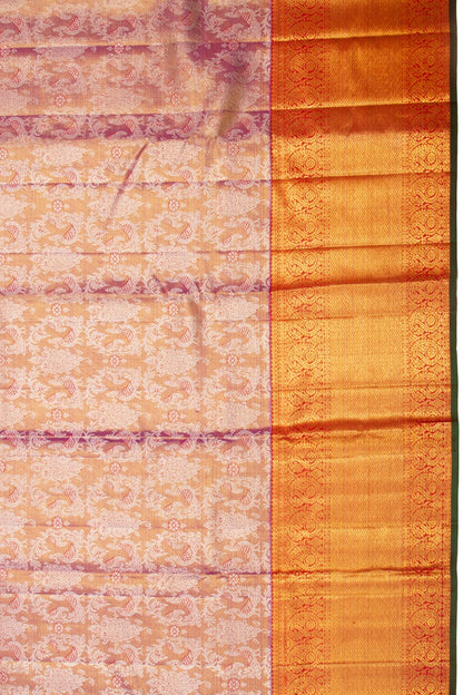 Kanchipuram Silk Tissue Brocade Lavender Saree