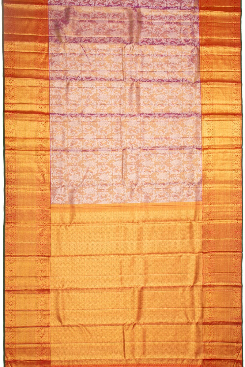 Kanchipuram Silk Tissue Brocade Lavender Saree