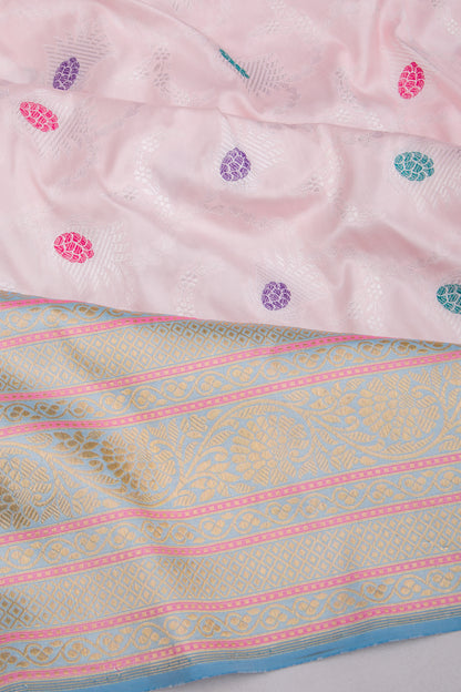 Banarasi Silk Jaal Baby Pink Saree