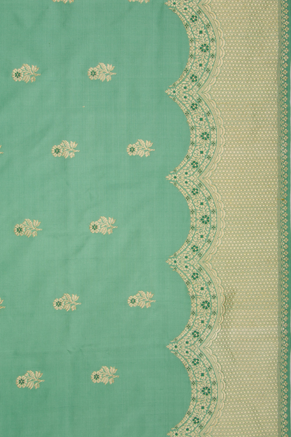 Banarasi Silk Kadwa Butta Pastel Green Saree