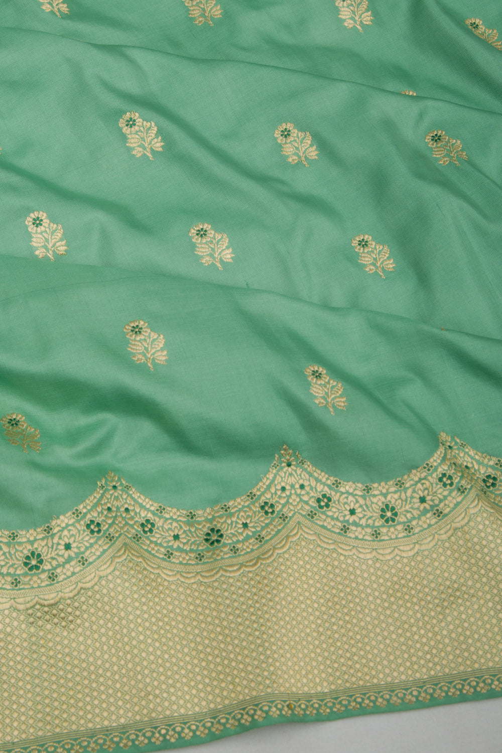 Banarasi Silk Kadwa Butta Pastel Green Saree