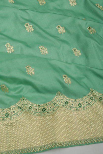 Banarasi Silk Kadwa Butta Pastel Green Saree