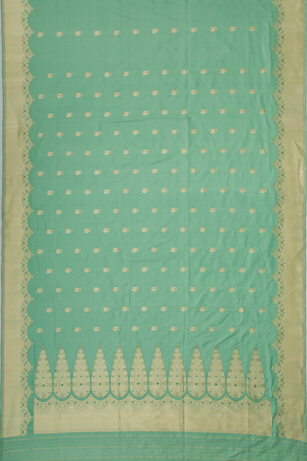 Banarasi Silk Kadwa Butta Pastel Green Saree