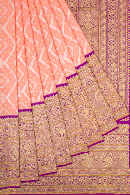 Banarasi Silk Brocade Peach Saree