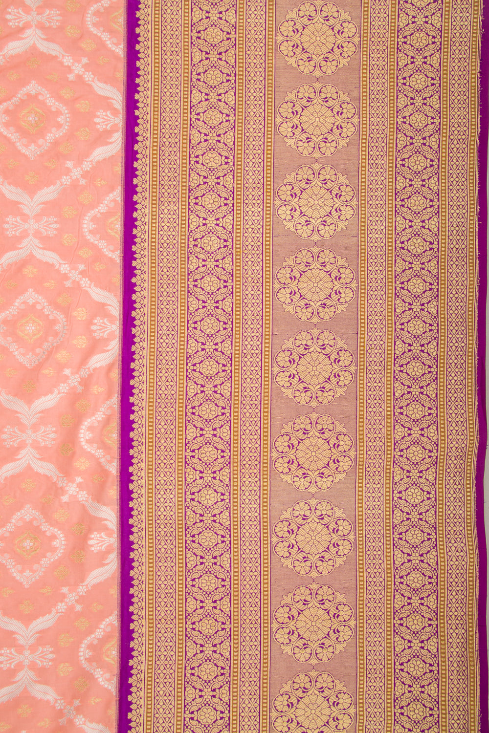 Banarasi Silk Brocade Peach Saree