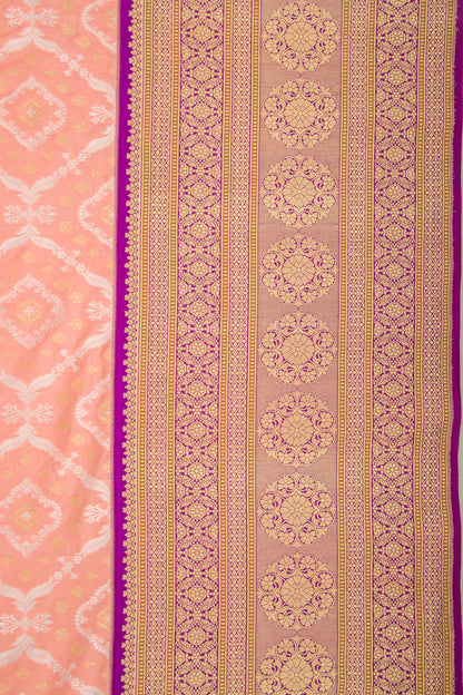 Banarasi Silk Brocade Peach Saree