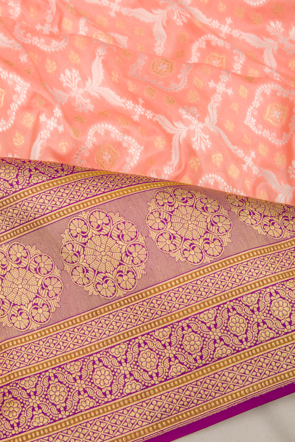 Banarasi Silk Brocade Peach Saree
