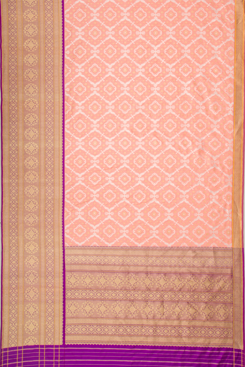 Banarasi Silk Brocade Peach Saree